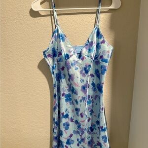Floral Blue and Purple Women's Slip Dress